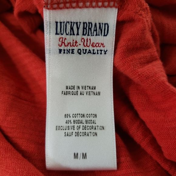 Lucky Brand Modal Crochet V Neck Tee Shirt M - Picture 6 of 7